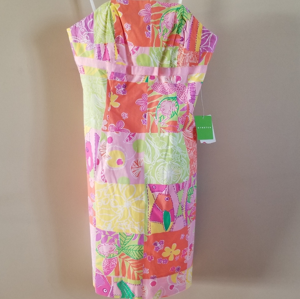 Lilly Pulitzer stretch patchwork bow mini dress Size 2 Pink